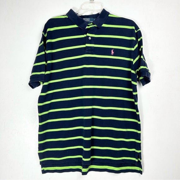 Polo Ralph Lauren’s | men’s blue and green striped polo shirt collared XL - Picture 13 of 15